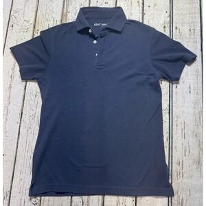 Kent Wang Polo Shirt Mens Small Navy Blue Solid Pique 100% Cotton Casual Classic